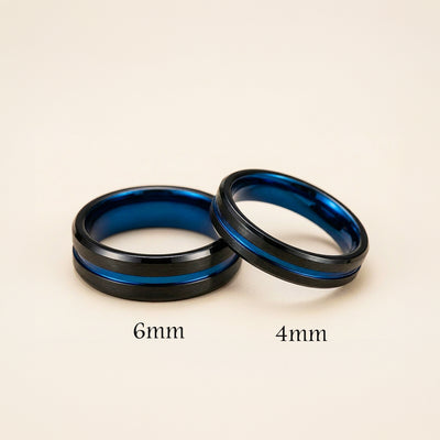 Twilight Blue | Tungsten Couple Rings | Black Wedding Bands