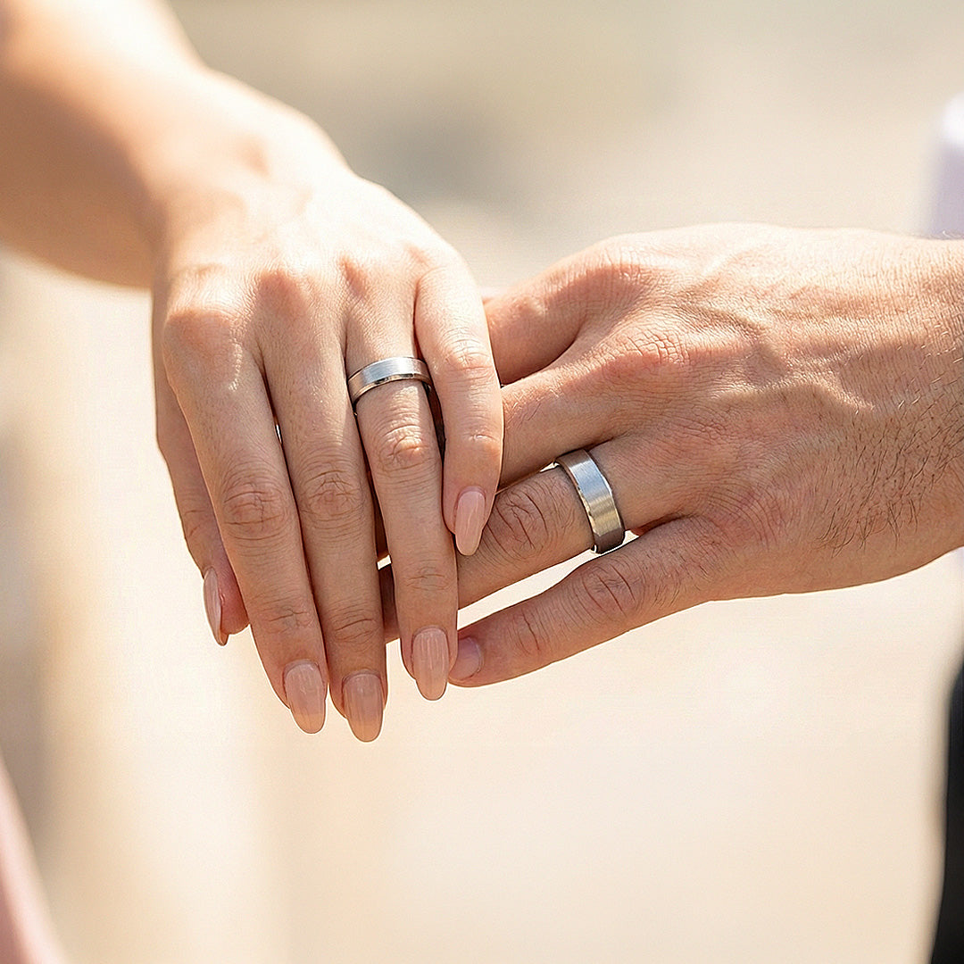 Vault | Tungsten Couple Rings | Silver Wedding Bands