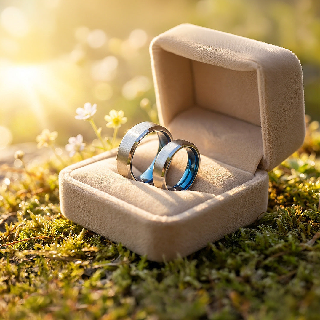 Vault | Tungsten Couple Rings | Silver Wedding Bands