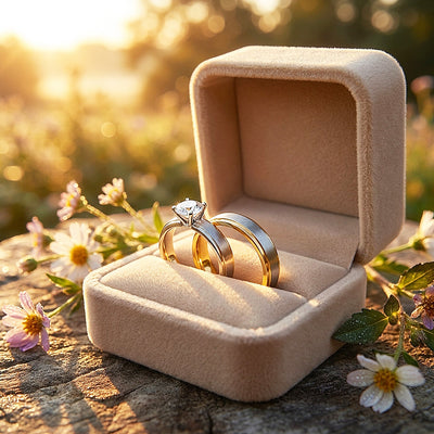 Vow | Brushed Center Dual-Tone Bevelled Solitaire Wedding Band