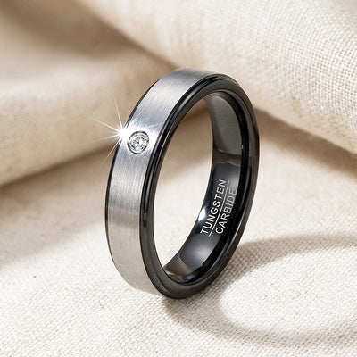 Yoda Brushed Solitaire Tungsten Carbide Ring | Men's Ring