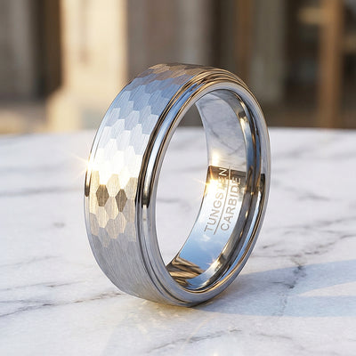Zinc Hammered Tungsten Carbide Ring | Men's Ring