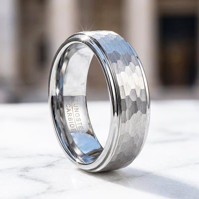 Zinc Hammered Tungsten Carbide Ring | Men's Ring