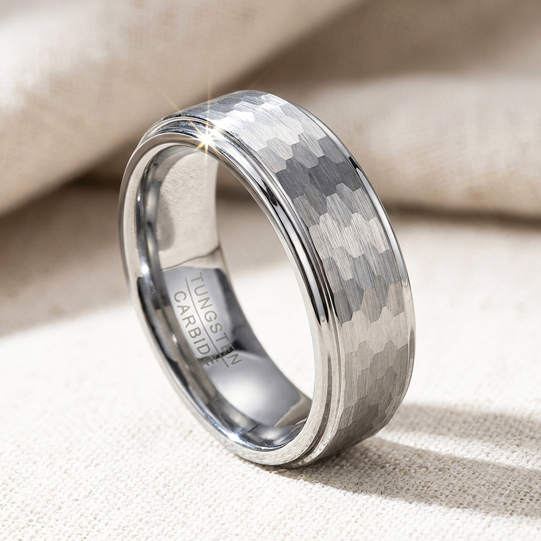 Zinc Hammered Tungsten Carbide Ring | Men's Ring