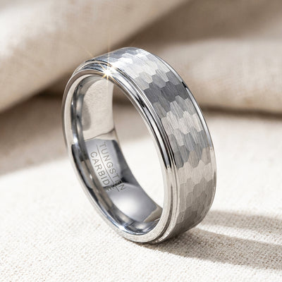 Zinc Hammered Tungsten Carbide Ring | Men's Ring